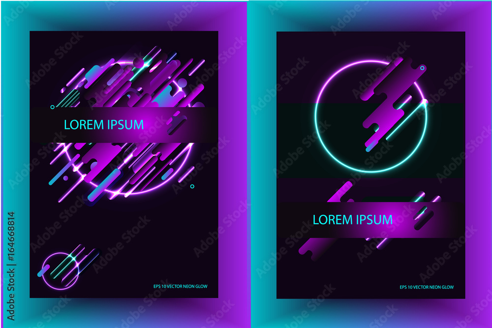 Abstract compositions from the rounded bands, futuristic and modern and neon colors. Vector templates for posters, banners, flyers and presentations. Vector image Abstract compositions from the rounded bands, futuristic and modern and neon colors. Vector templates for posters, banners, flyers and presentations. Vector image