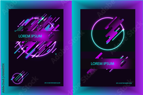 Abstract compositions from the rounded bands, futuristic and modern and neon colors. Vector templates for posters, banners, flyers and presentations. Vector image