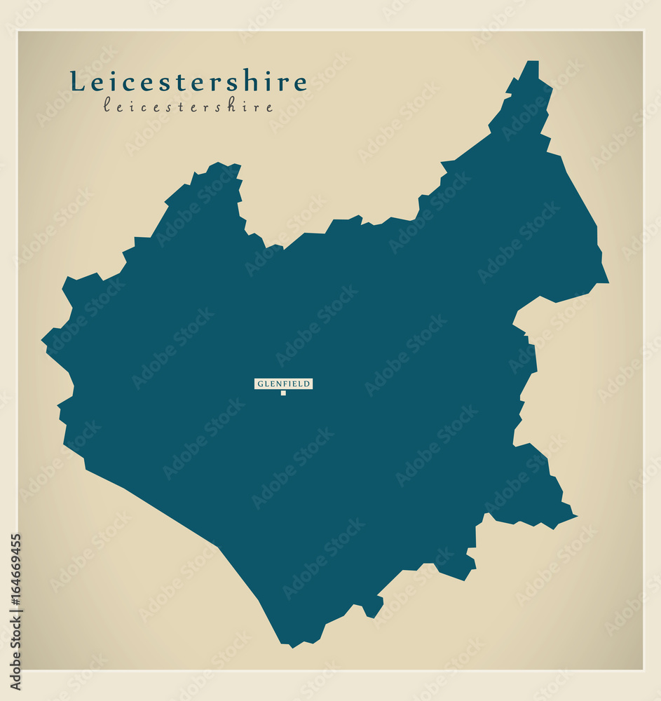 Modern Map - Leicestershire county UK illustration