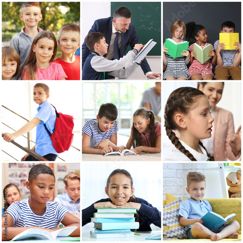 Collage with schoolchildren...