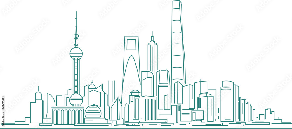 Naklejka premium Panoramę Szanghaju
