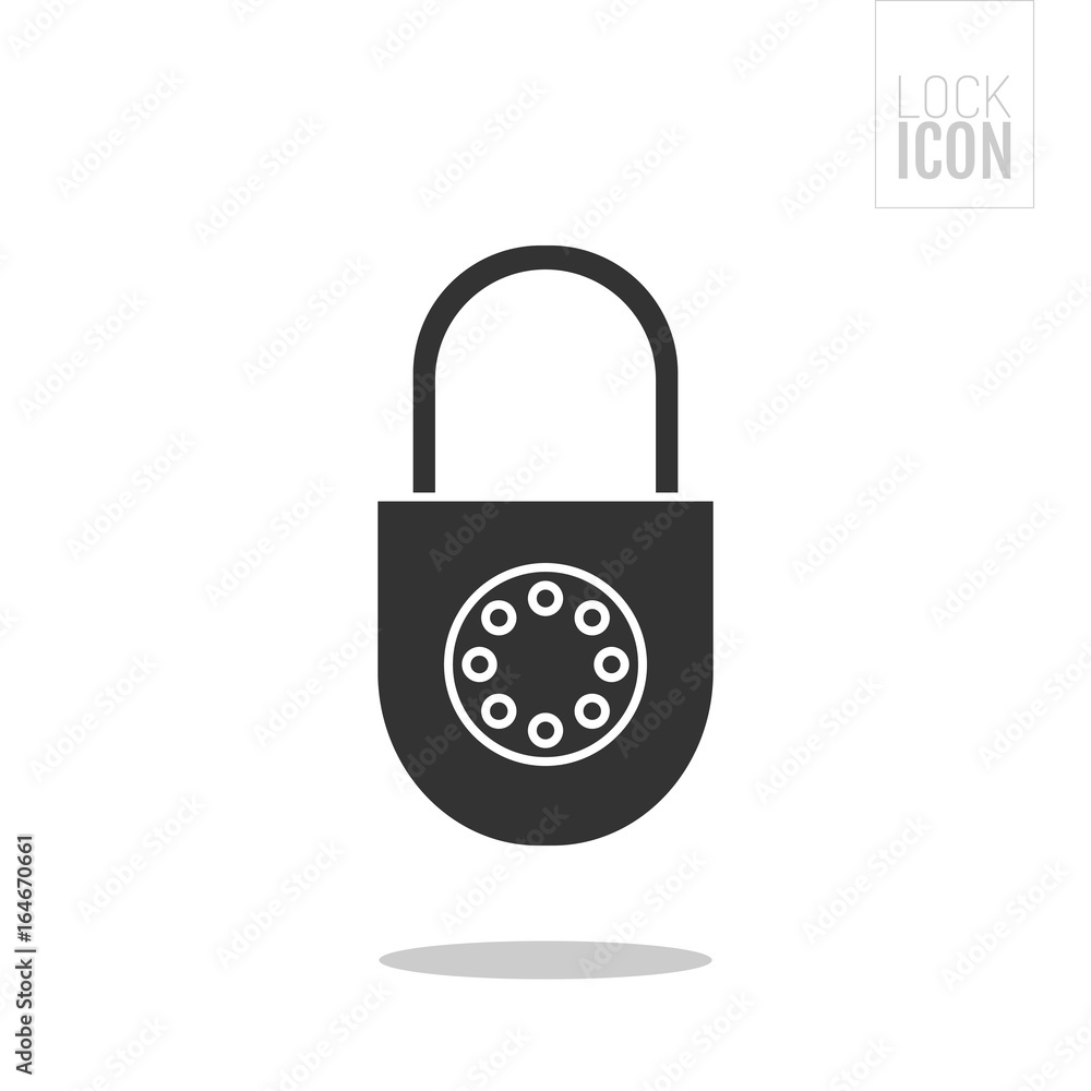 Padlock. Flat black icon of lock isolated on white background. Object of safety, protection. Padlock. Flat black icon of lock isolated on white background. Object of safety, protection.