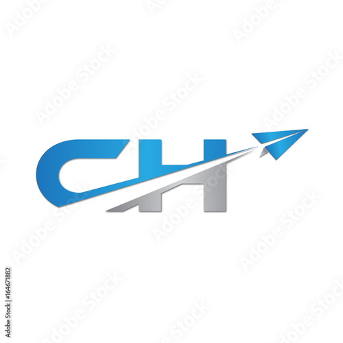 CH initial letter logo origami paper plane