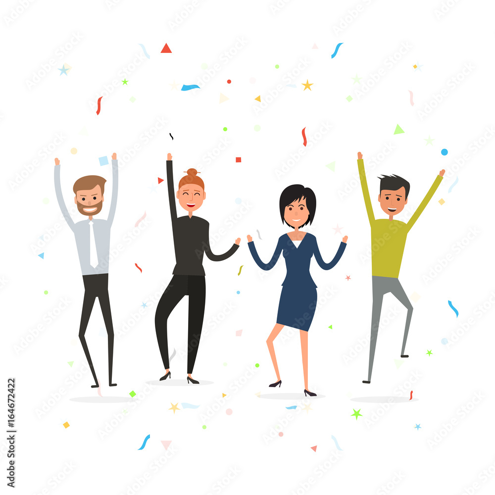 Successful business teamwork concept.Happy young business people.Business team of employees.Team of happy young man & woman icon.Business company partners.