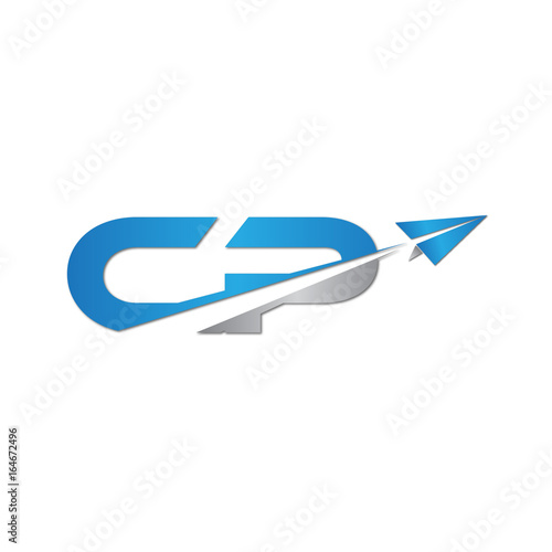 CP initial letter logo origami paper plane