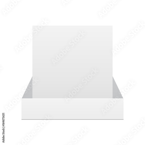 White blank display box mockup isolated - front view. Vector illustration