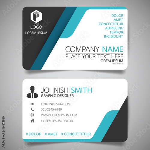 Blue modern creative business card and name card,horizontal simple clean template vector design, layout in rectangle size.