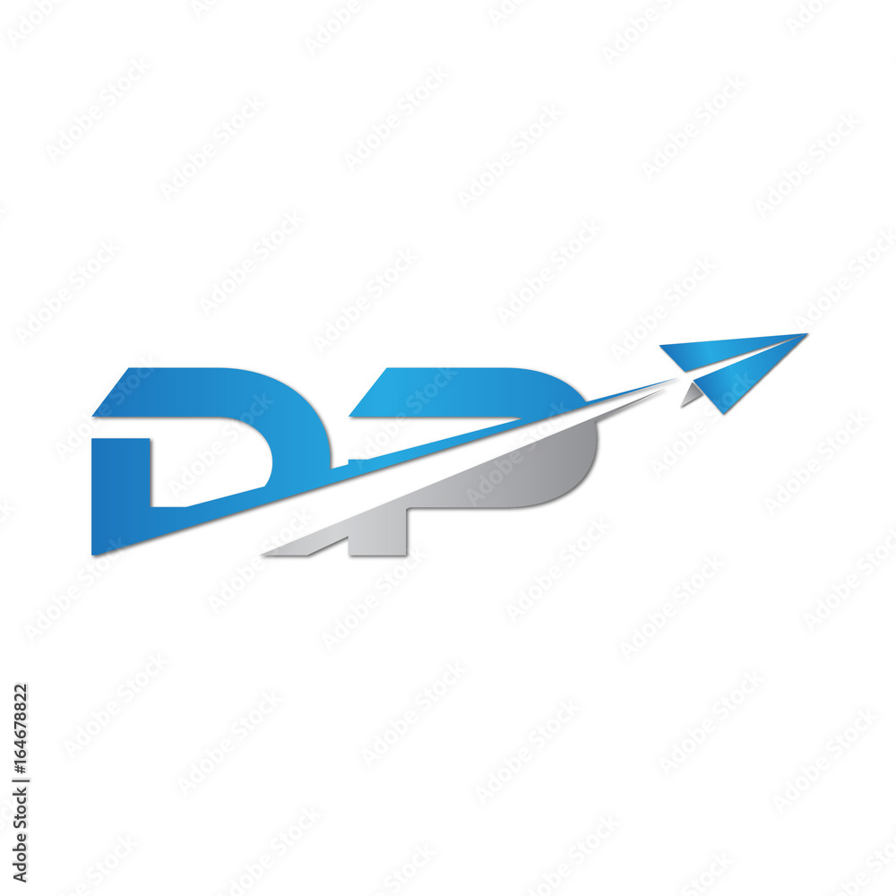Fototapeta premium DP initial letter logo origami paper plane