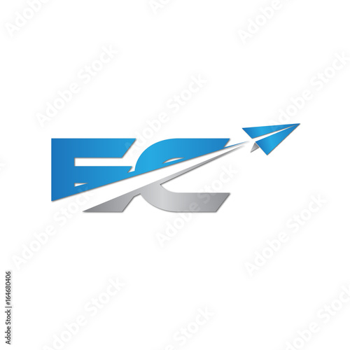 EC initial letter logo origami paper plane
