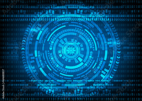Abstract technology Malware Ransomware virus encrypted files on binary code and gear blue background. Vector illustration cybercrime and cyber security concept.
