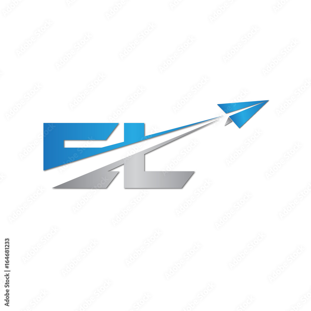EL initial letter logo origami paper plane EL initial letter logo origami paper plane