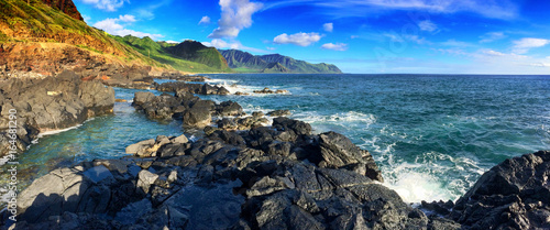 Tide pools at the beautiful Kaena Point and Yokohama coast on the northwest coast of Oahu, Hawaii