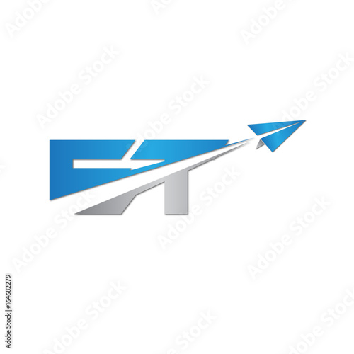 ET initial letter logo origami paper plane