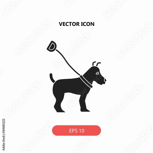 dog on leash lead vector icon