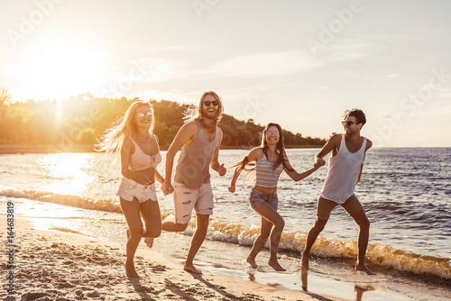Group of friends on beach