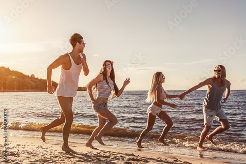 Group of friends on beach
