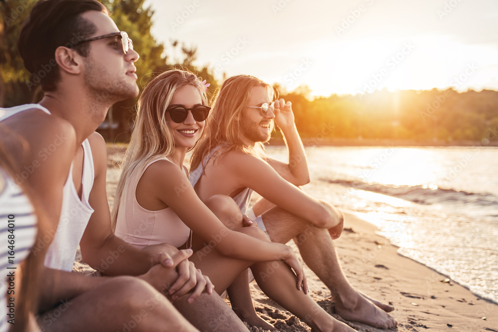 Group of friends on beach