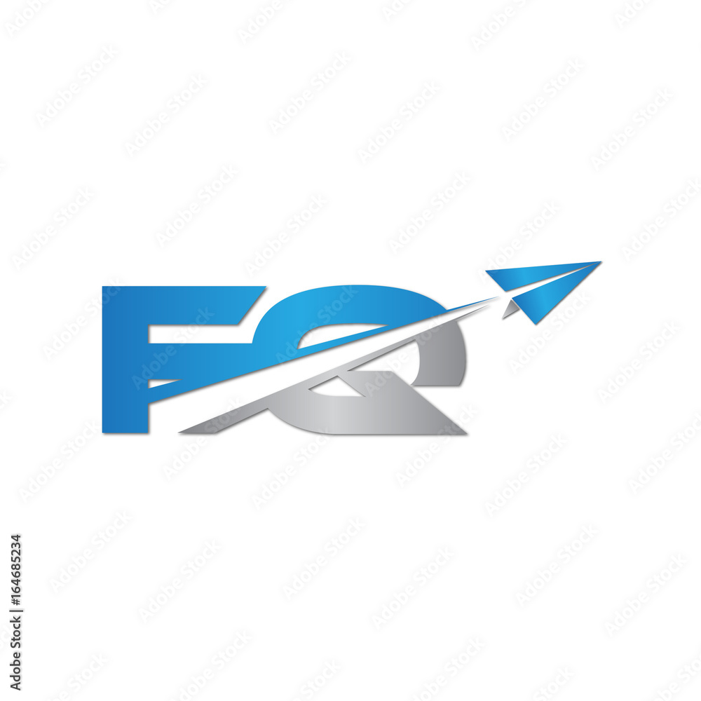 Fototapeta premium FQ initial letter logo origami paper plane