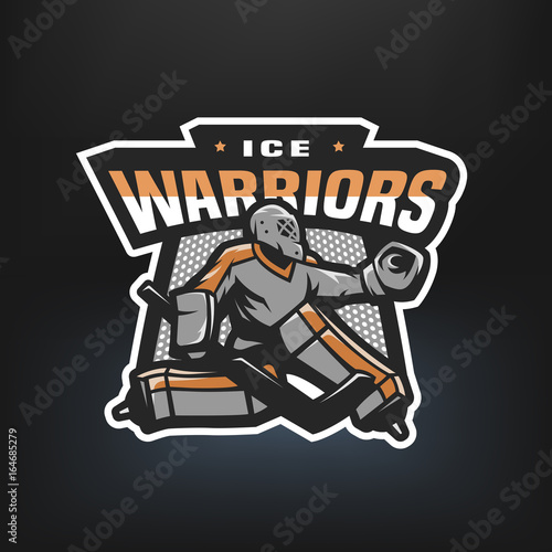 Hockey goalkeeper emblem.