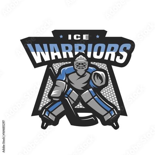 Hockey goalkeeper logo, emblem.