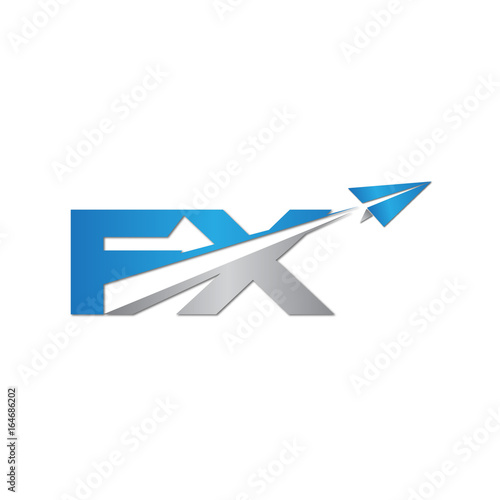 FX initial letter logo origami paper plane