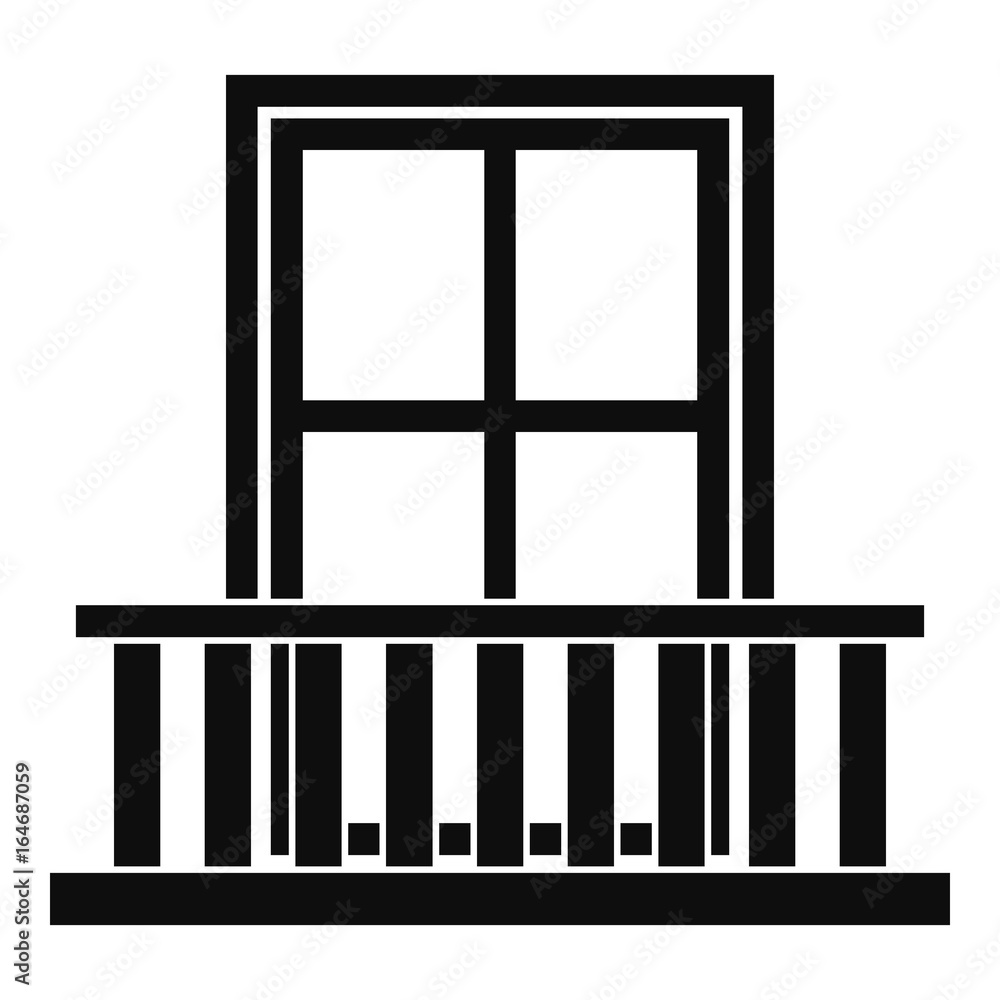 Window with balcony icon, simple style Window with balcony icon, simple style