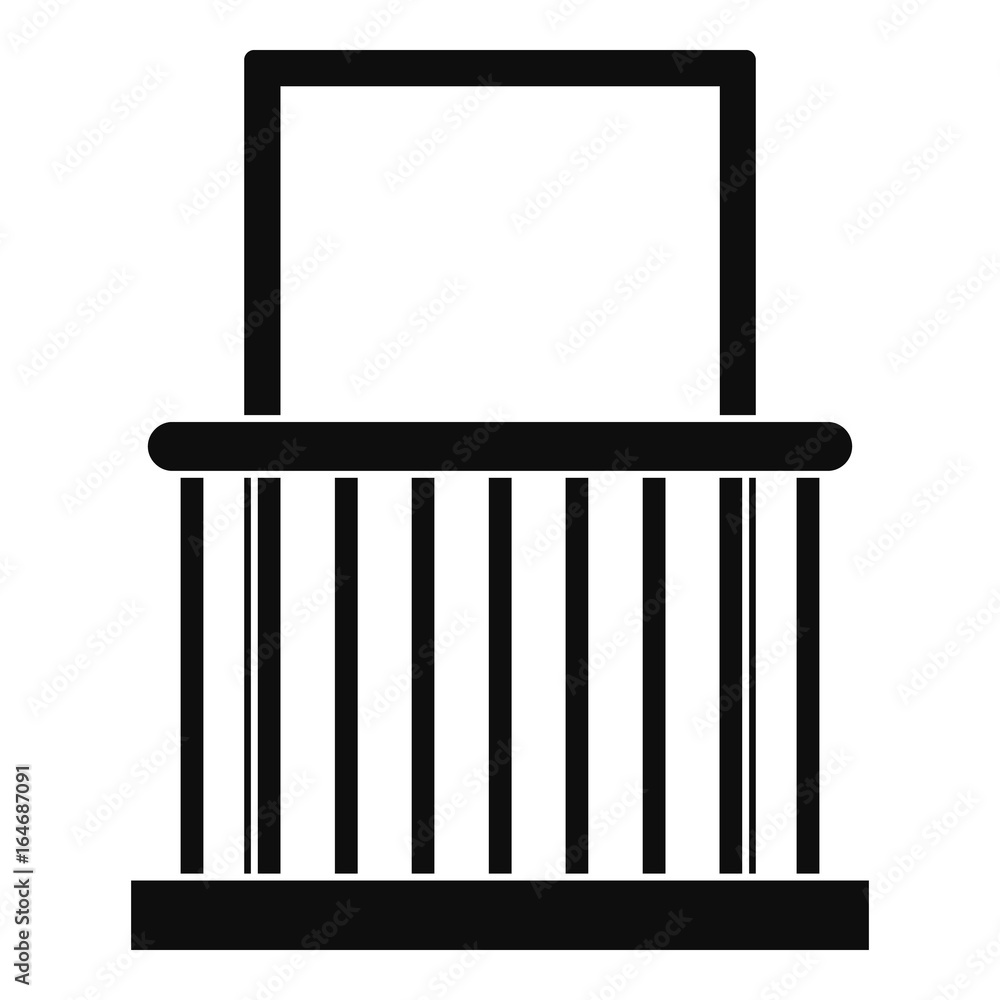 Window with small fence icon, simple style Window with small fence icon, simple style
