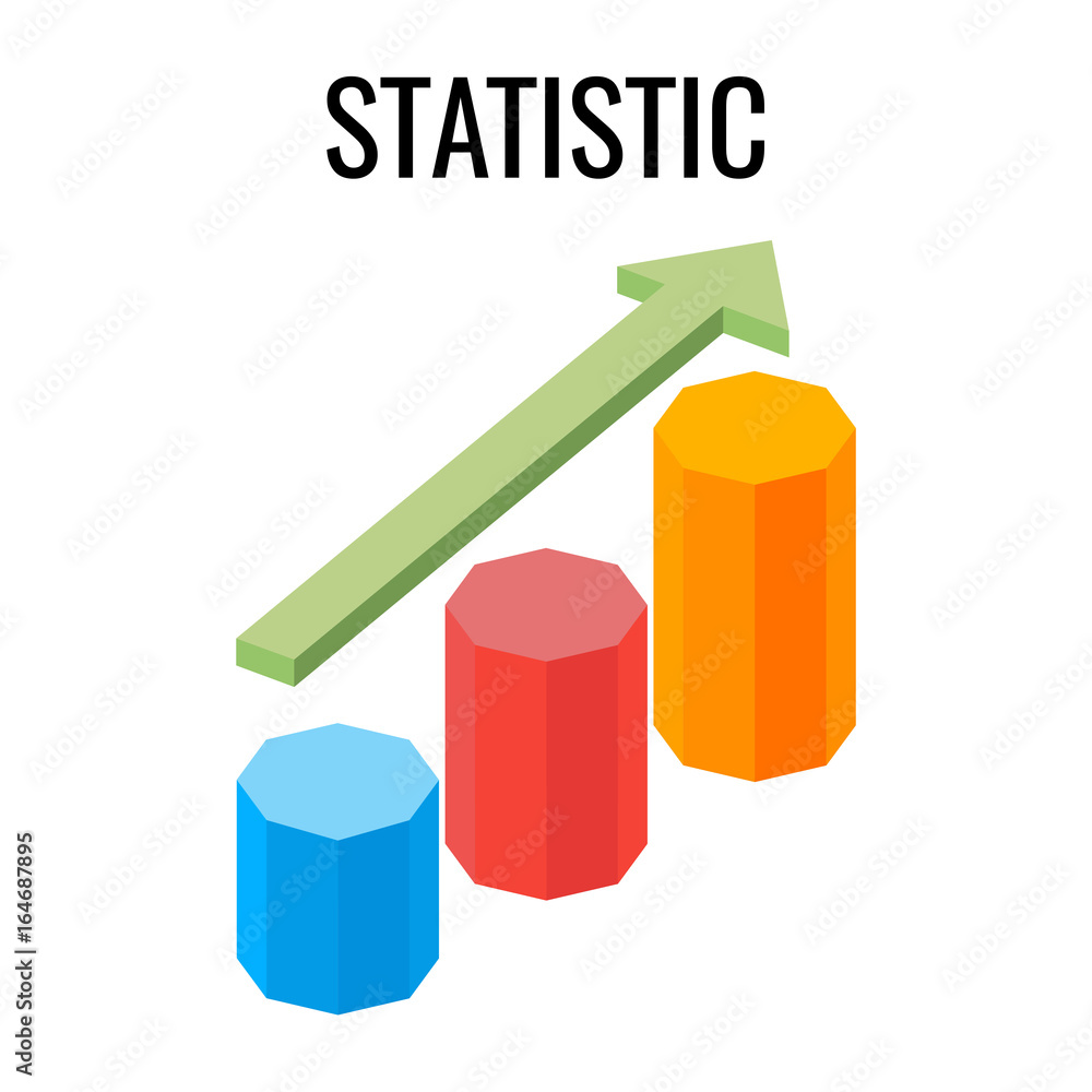 Statistic growing chart with arrow going up three dimensional vector Statistic growing chart with arrow going up three dimensional vector