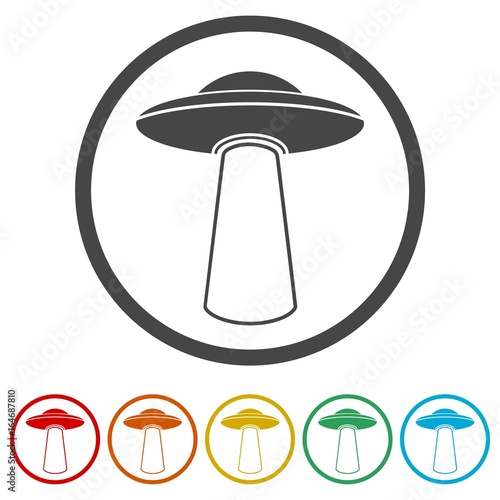 UFO Flying Saucer Vector Icons set