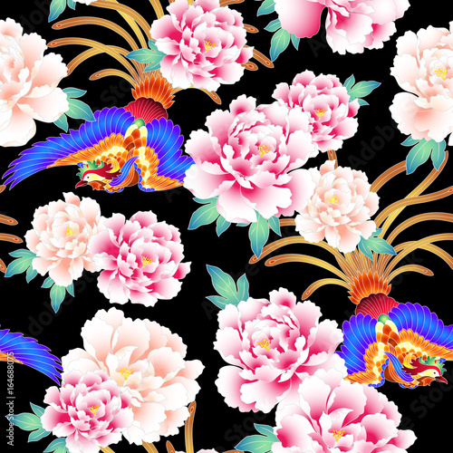 和柄　牡丹と鳳凰