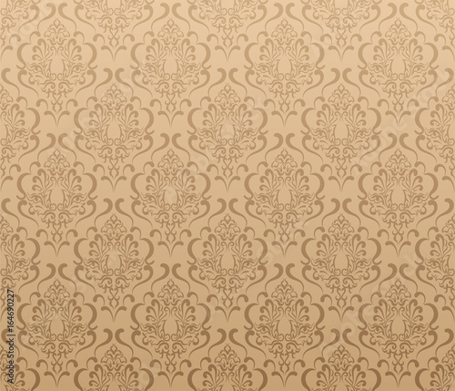damask wallpaper. Classic brown background, vector image