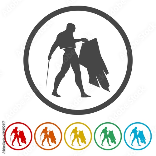 Bullfighting icons set vector illustration 
