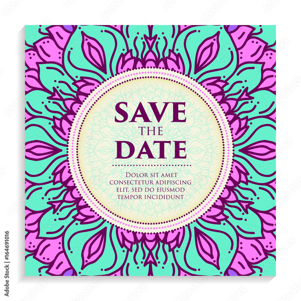 Vector luxury wedding invitation with mandala Vector luxury wedding invitation with mandala