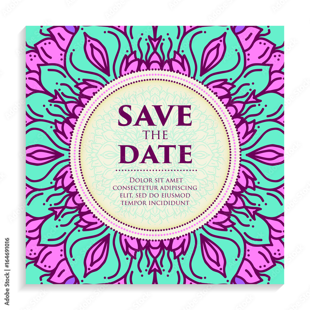 Vector luxury wedding invitation with mandala