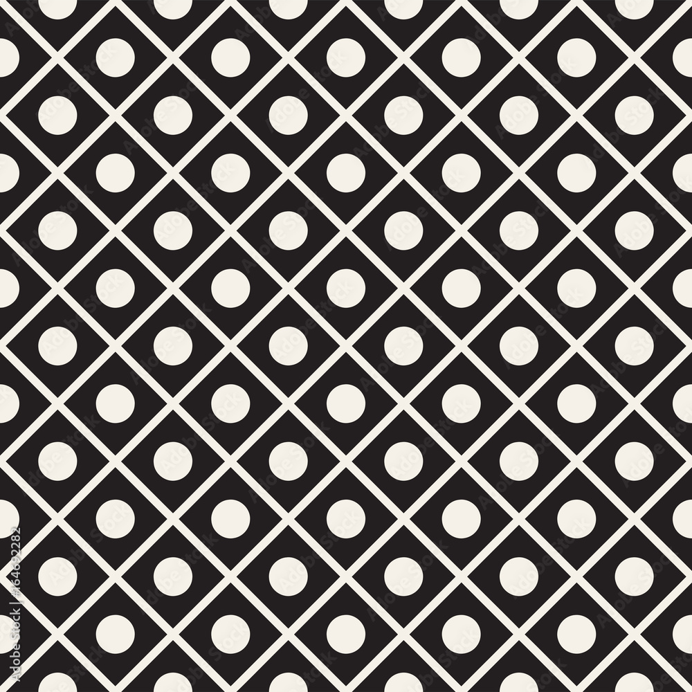 Fototapeta premium Abstract geometric lines lattice pattern. Seamless vector background. Black and white simple repeating texture.