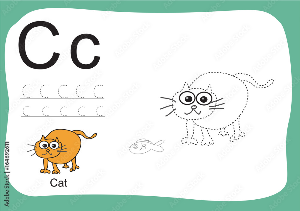 a to z alphabet tracing worksheets cartoon coloring book for kids animal drawing free hand practice for pre school student ready for print paper ratio vector art letter abc stock vector adobe