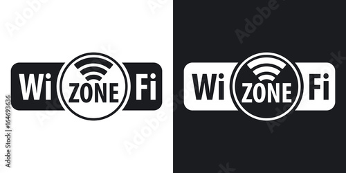 Vector Wi-Fi zone icon. Two-tone version on black and white background