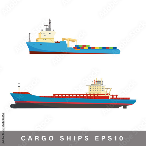 Cargo sea ships, vector icons.  © t_dalton