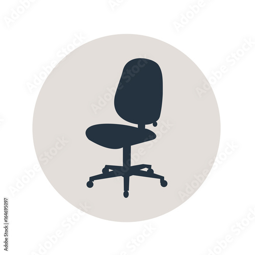 Icono plano silueta silla oficina en circulo gris
