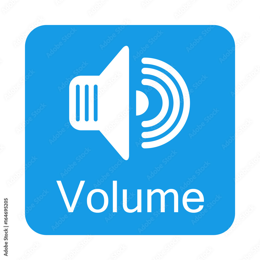 Icono plano Volume en cuadrado azul Icono plano Volume en cuadrado azul