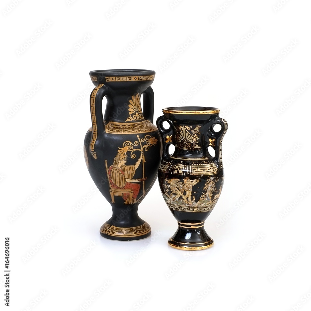 A copy of an ancient Greek black vessel for wine or olive oil Stock