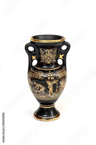 A copy of an ancient Greek black vessel for wine or olive oil