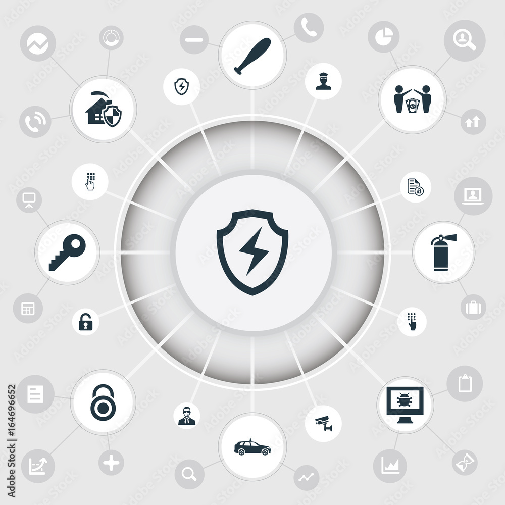 Vector Illustration Set Of Simple Secure Icons. Elements Tracking
