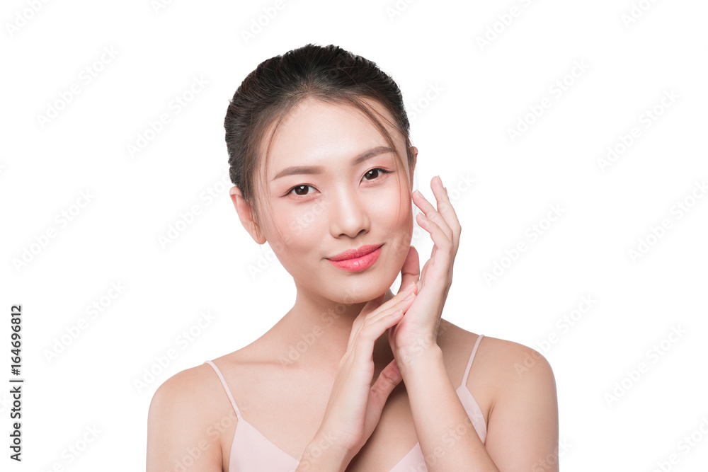 Healthy skin concept. portrait of beautiful woman model with fresh daily makeup looking at camera Healthy skin concept. portrait of beautiful woman model with fresh daily makeup looking at camera