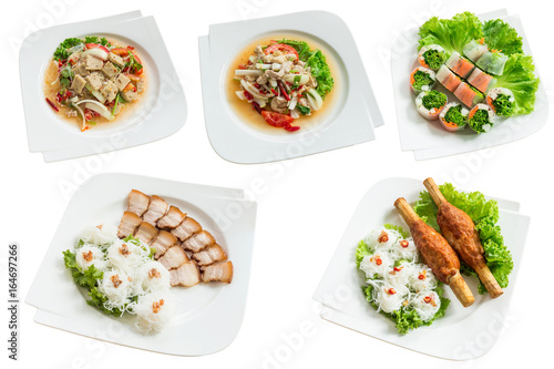 Collection of Vietnamese food, isolated on white background. Can use to create menu in the restaurant.