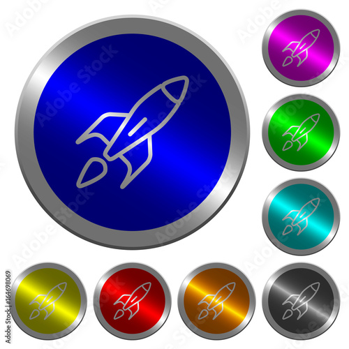 Launched rocket luminous coin-like round color buttons