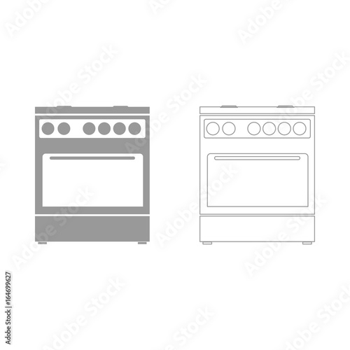 Kitchen stove set icon .