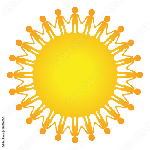 Icon Menschenketten-Sonne / gelb, Vektor, freigestellt