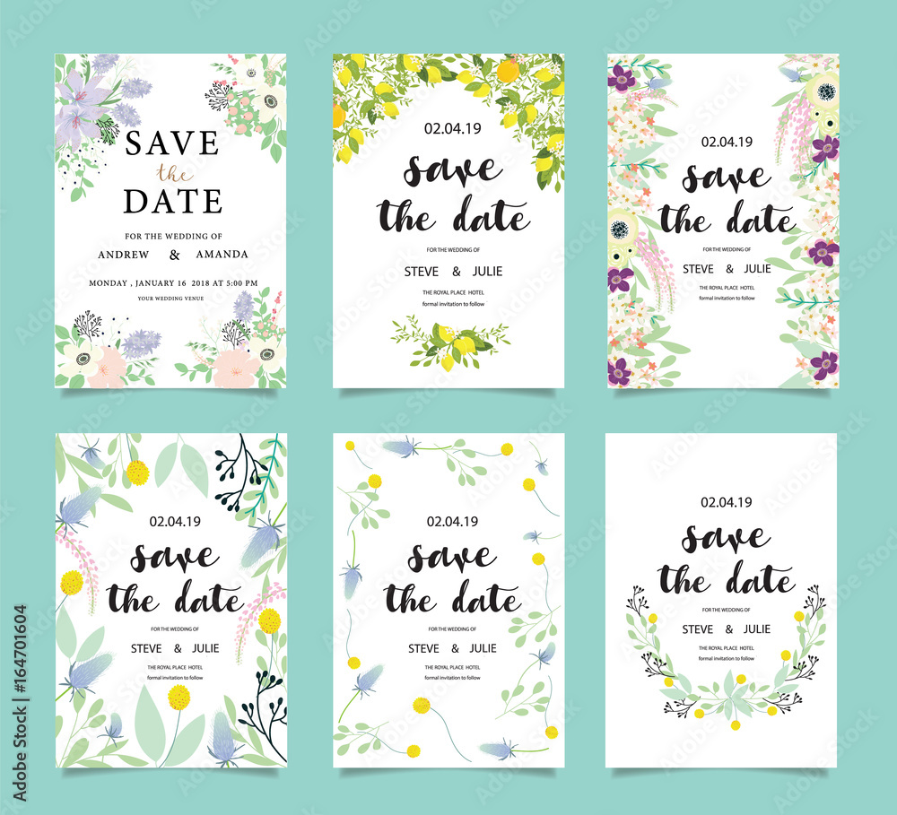 Fototapeta premium Wedding invitation Card template Set
