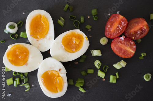 Boiled eggs with vegetables